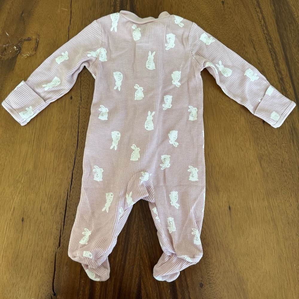 Carter’s Baby Girl Pink Bunny Waffle Footed One Piece Pajama Size 3M - Picture 3 of 4